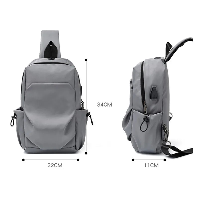 Fengdong small anti theft chest bag sling cross body bags men lightweight mini sport bag usb charge bagpack men messenger bags