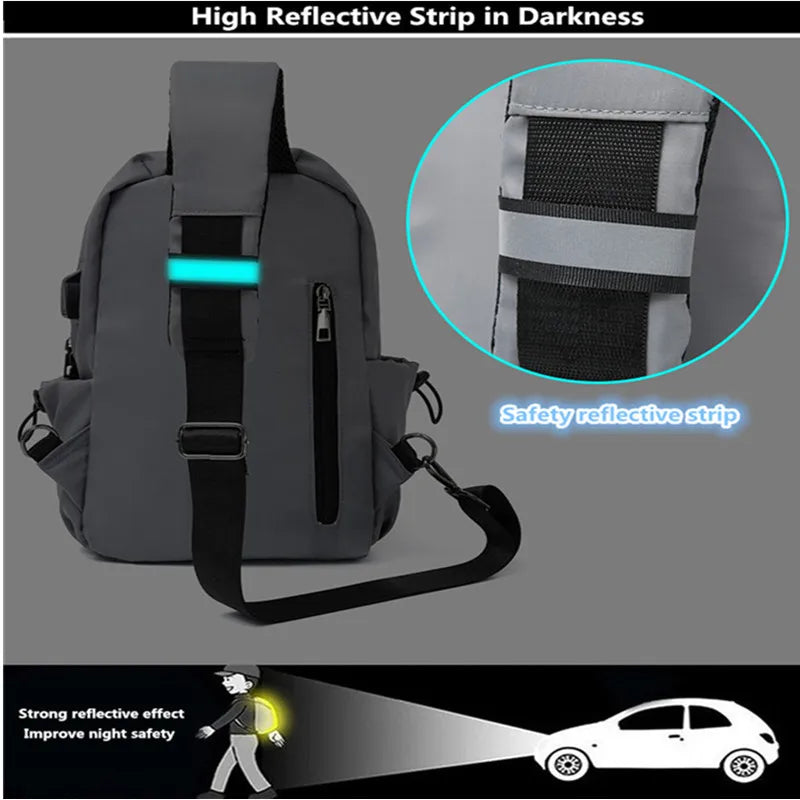 Fengdong small anti theft chest bag sling cross body bags men lightweight mini sport bag usb charge bagpack men messenger bags