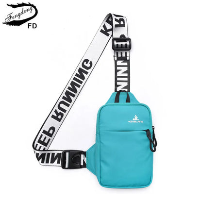 Fengdong small chest bag women mobile phone bag outdoor Sports bag for men mini fashion shoulder bag female messenger bag gift