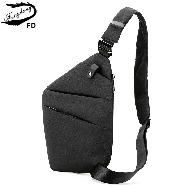 Fengdong small crossbody bags for men waterproof chest bag male lightweight messenger bag mini travel bag with reflective strip