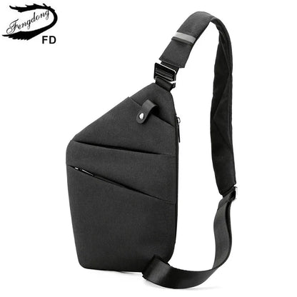 Fengdong small crossbody bags for men waterproof chest bag male lightweight messenger bag mini travel bag with reflective strip