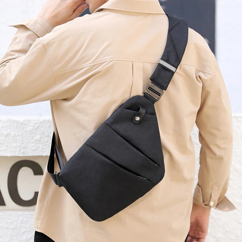 Fengdong small crossbody bags for men waterproof chest bag male lightweight messenger bag mini travel bag with reflective strip