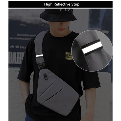 Fengdong small crossbody bags for men waterproof chest bag male lightweight messenger bag mini travel bag with reflective strip