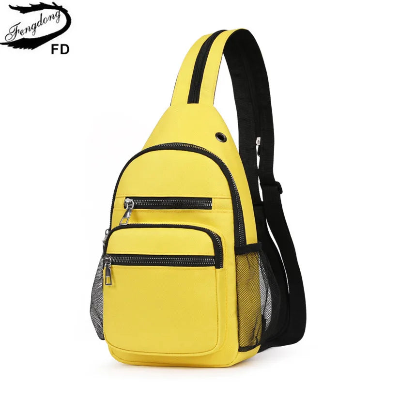 Fengdong small crossbody chest bag women's messenger bag female mini travel bagpack outdoor sport backpack girl shoulder bag