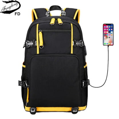 Fengdong teenage boy school backpack high school backpack with usb lightweight backpacks for university students big school bags