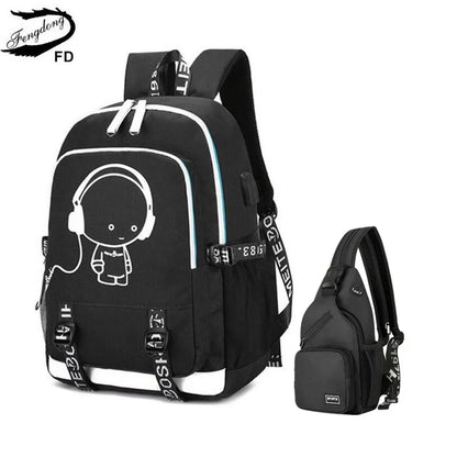 Fengdong waterproof school backpack for boy chest bag USB backpack for men travel bags male laptop bag pack school bags for boys