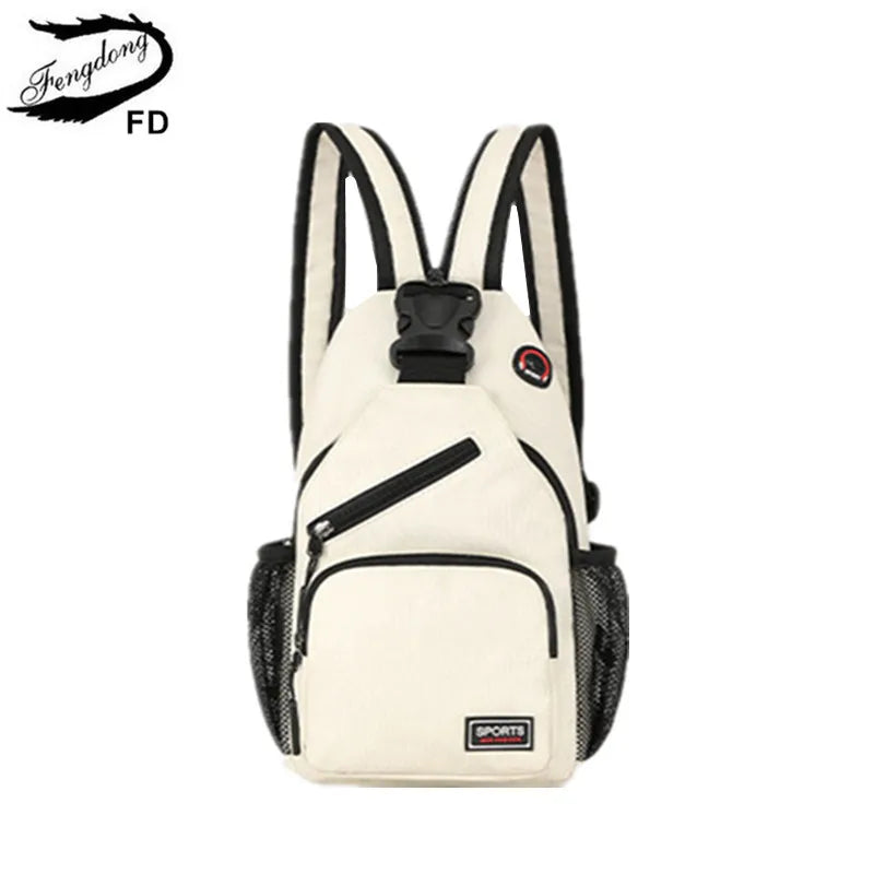 Fengdong women mini backpack small chest bag sling messenger bags female sports bag travel bagpack crossbody bag girl back pack
