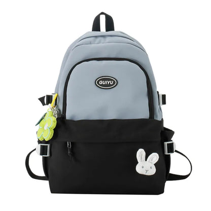 Fengdong women school backpack cute school bags for girls teenagers middle high school book bag kawaii flower rabbit decoration
