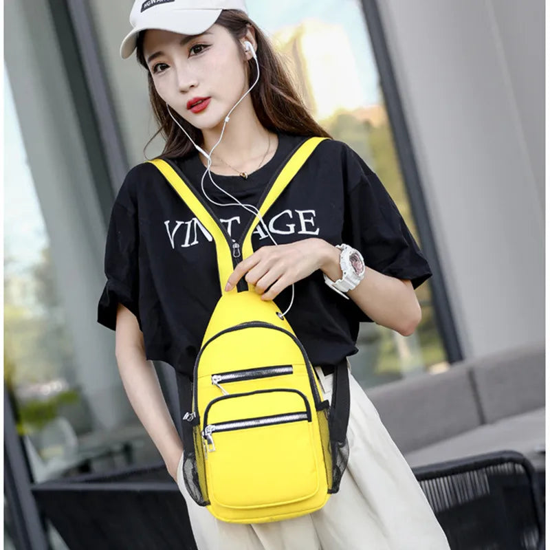 Fengdong women small backpack chest bag sling messenger bags female sports bag mini travel bagpack crossbody bag girl back pack