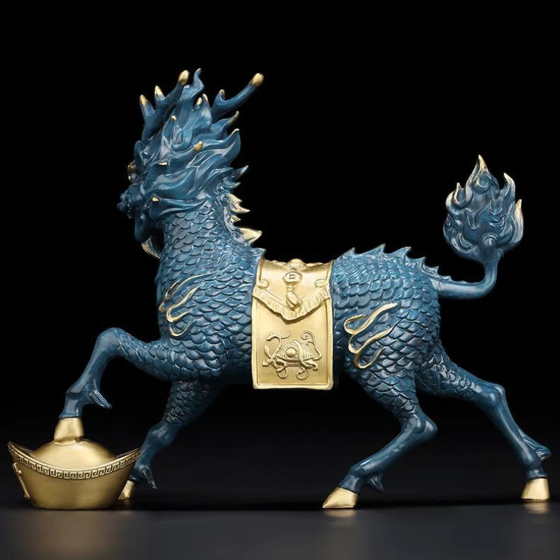 Fengshui All Copper Qilin Ornaments Attract Wealth Divine Beasts Living Room Entrance and Gathering Wealth Decorations