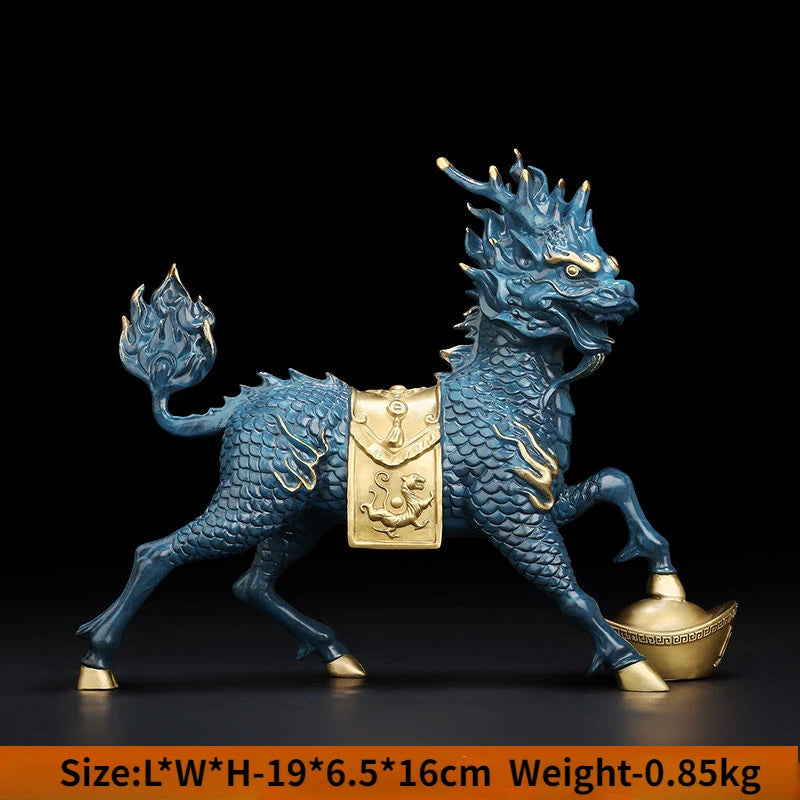 Fengshui All Copper Qilin Ornaments Attract Wealth Divine Beasts Living Room Entrance and Gathering Wealth Decorations