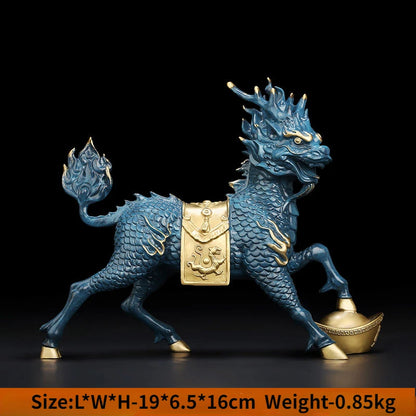 Fengshui All Copper Qilin Ornaments Attract Wealth Divine Beasts Living Room Entrance and Gathering Wealth Decorations