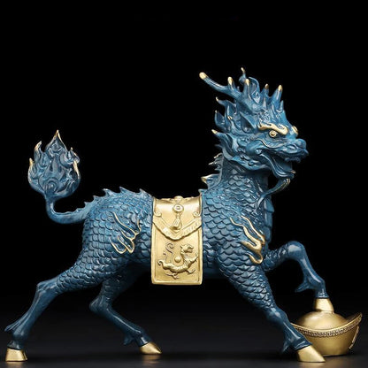 Fengshui All Copper Qilin Ornaments Attract Wealth Divine Beasts Living Room Entrance and Gathering Wealth Decorations