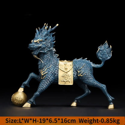 Fengshui All Copper Qilin Ornaments Attract Wealth Divine Beasts Living Room Entrance and Gathering Wealth Decorations