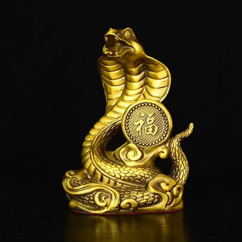 Fengshui Brass Snake Mascot Twelve Zodiac Snake Ornaments Gold Snake Handicrafts Python Cobra Home and Living Room Decorations