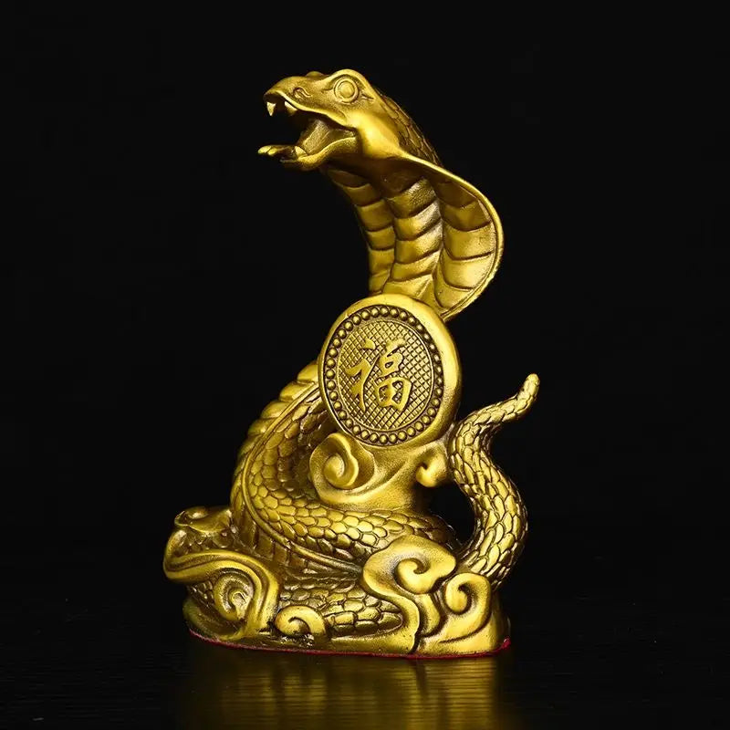 Fengshui Brass Snake Mascot Twelve Zodiac Snake Ornaments Gold Snake Handicrafts Python Cobra Home and Living Room Decorations