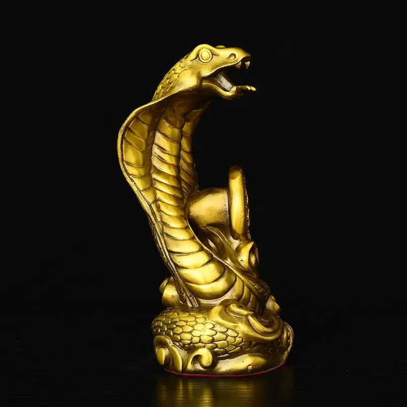 Fengshui Brass Snake Mascot Twelve Zodiac Snake Ornaments Gold Snake Handicrafts Python Cobra Home and Living Room Decorations