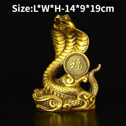 Fengshui Brass Snake Mascot Twelve Zodiac Snake Ornaments Gold Snake Handicrafts Python Cobra Home and Living Room Decorations