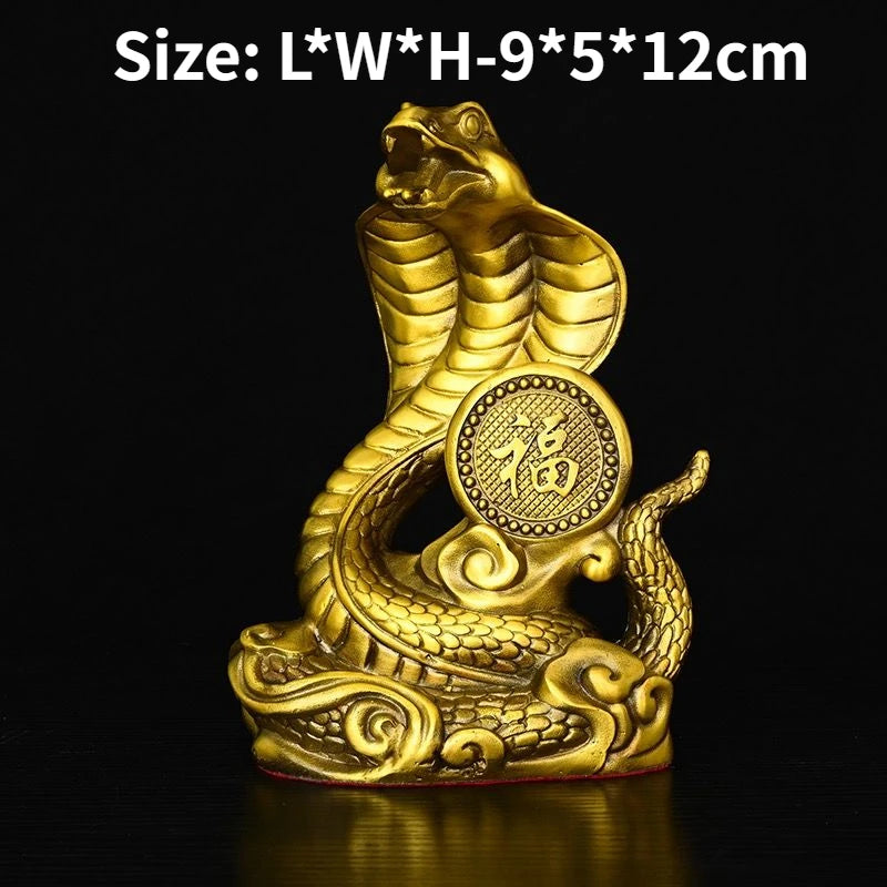 Fengshui Brass Snake Mascot Twelve Zodiac Snake Ornaments Gold Snake Handicrafts Python Cobra Home and Living Room Decorations