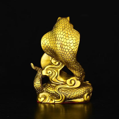 Fengshui Brass Snake Mascot Twelve Zodiac Snake Ornaments Gold Snake Handicrafts Python Cobra Home and Living Room Decorations