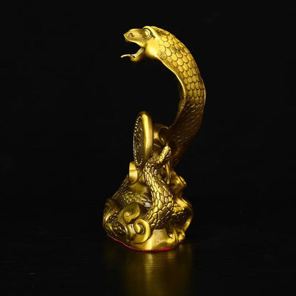 Fengshui Brass Snake Mascot Twelve Zodiac Snake Ornaments Gold Snake Handicrafts Python Cobra Home and Living Room Decorations