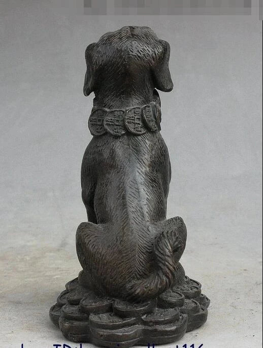 Fengshui Chinese Bronze Copper Money Bi Dog Dogs Animal Look Door Wealth Statue