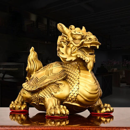 Fengshui Copper Dragon Turtle Decoration Bagua Dragon Turtle Head Turtle Home Living Room Entrance Office Desktop Decoration