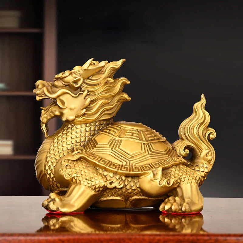 Fengshui Copper Dragon Turtle Decoration Bagua Dragon Turtle Head Turtle Home Living Room Entrance Office Desktop Decoration
