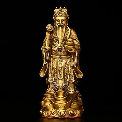 Fengshui Copper God of Wealth Ornaments Yuan Bao Ru Yi Home  Office Desk Decor Buddha Ornaments Sculptures