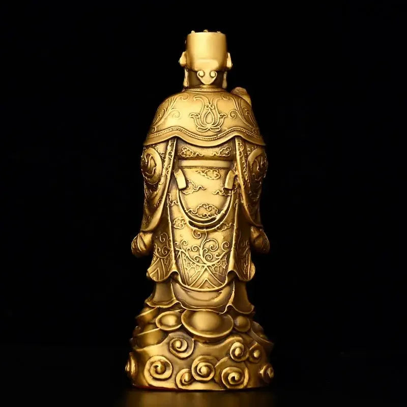 Fengshui Copper God of Wealth Ornaments Yuan Bao Ru Yi Home  Office Desk Decor Buddha Ornaments Sculptures