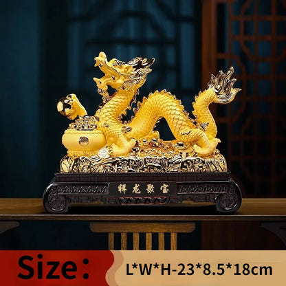 Fengshui Golden Dragon Ornaments Attract Wealth and Prosperity Living Room Foyer TV Cabinet Office Decoration Opening Gift