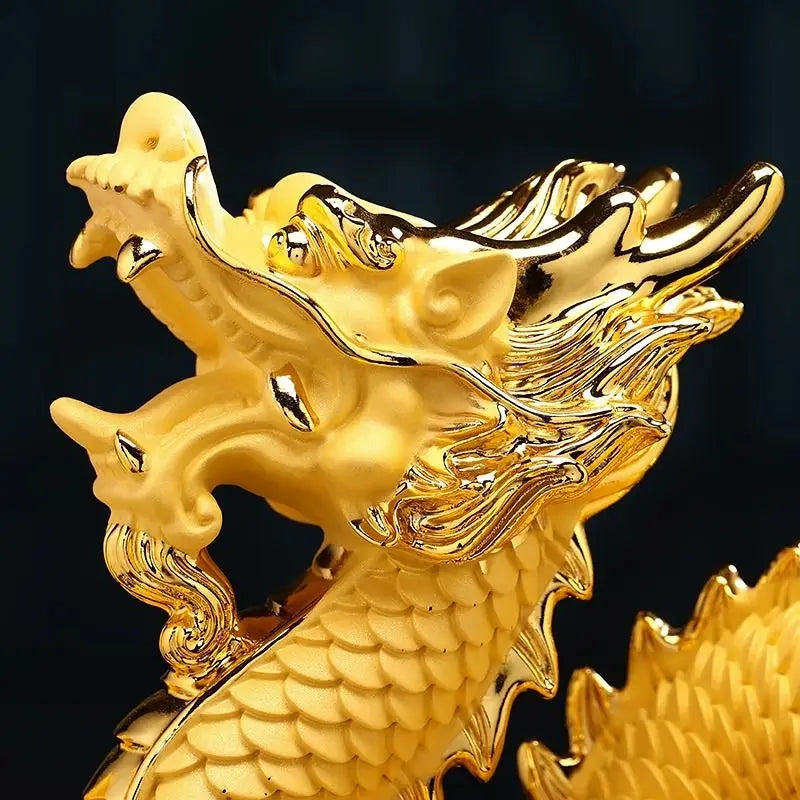 Fengshui Golden Dragon Ornaments Attract Wealth and Prosperity Living Room Foyer TV Cabinet Office Decoration Opening Gift