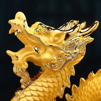 Fengshui Golden Dragon Ornaments Attract Wealth and Prosperity Living Room Foyer TV Cabinet Office Decoration Opening Gift
