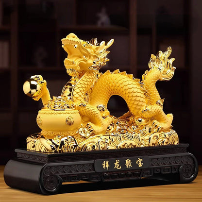 Fengshui Golden Dragon Ornaments Attract Wealth and Prosperity Living Room Foyer TV Cabinet Office Decoration Opening Gift