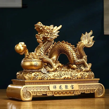 Fengshui Golden Dragon Ornaments Attract Wealth and Prosperity Living Room Foyer TV Cabinet Office Decoration Opening Gift