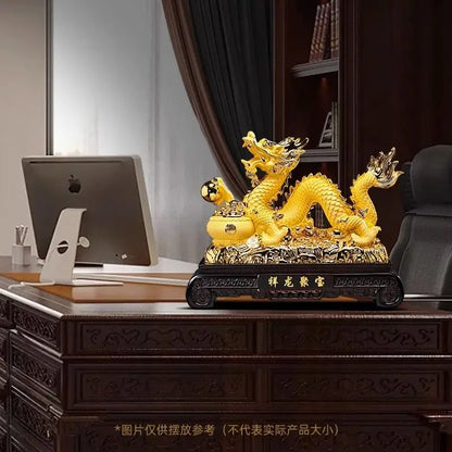 Fengshui Golden Dragon Ornaments Attract Wealth and Prosperity Living Room Foyer TV Cabinet Office Decoration Opening Gift