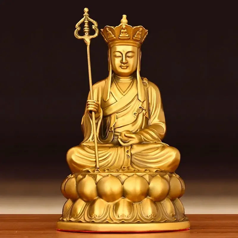 Fengshui Pure Copper Earth Store King Ornaments Lotus Bodhisattva Statue Home Living Room Office Decoration Crafts