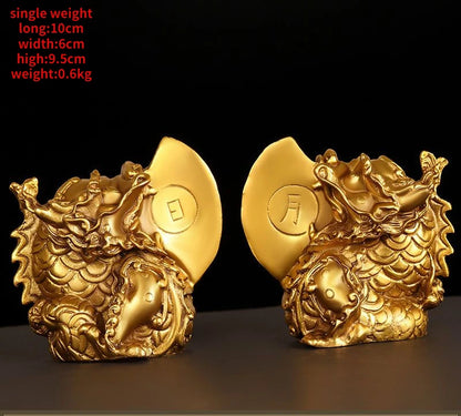 Fengshui Pure Copper Sun and Moon God Beast Home Decor Ornaments Living Table Sculptures Decorations