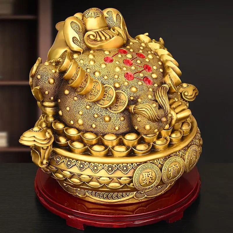 Fengshui Wealth Copper Golden Toad Ornaments Treasure Bowl Three-legged Golden Toad Home Office Decorations Crafts