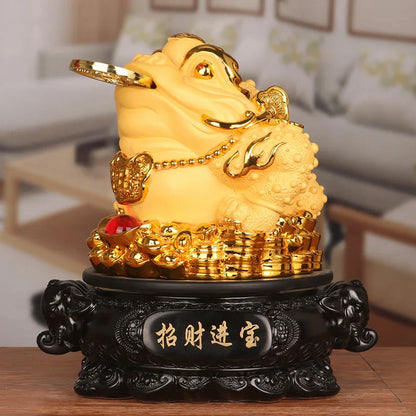 Fengshui Wealth Golden Toad Decoration Resin Crafts Home Living Room Wine Cabinet and Gateway Decoration Creative Gift