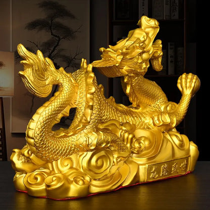 Fengshui Zhaocai Brass Five Claw Gold Dragon Ornament Wealth Attract Office Living Room Drcorations Craft Gift