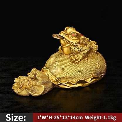 Fengshui Zhaocai Copper Gold Toad Decoration Three Legged Toad Golden Cicada Decoration Living Room Wine Cabinet Craft Gift