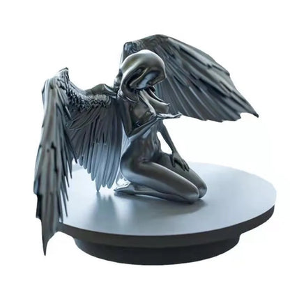 Figurines & Miniatures Silver Angel Wings Resin Crafts Desktop Ornaments Garden Ornaments Home Decor  Angel Cabochon