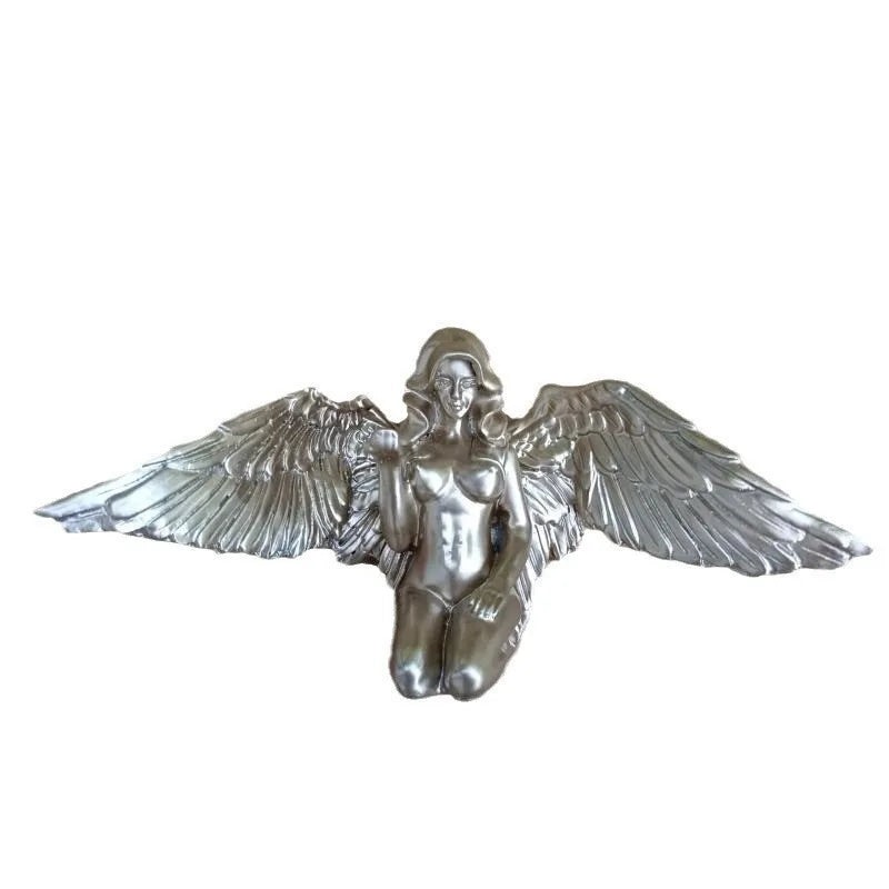 Figurines & Miniatures Silver Angel Wings Resin Crafts Desktop Ornaments Garden Ornaments Home Decor  Angel Cabochon