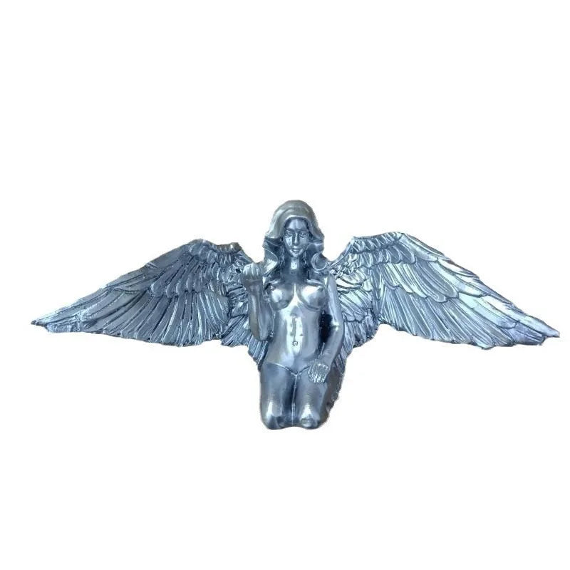 Figurines & Miniatures Silver Angel Wings Resin Crafts Desktop Ornaments Garden Ornaments Home Decor  Angel Cabochon
