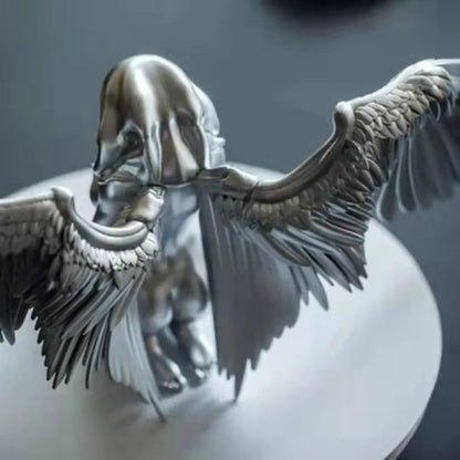 Figurines & Miniatures Silver Angel Wings Resin Crafts Desktop Ornaments Garden Ornaments Home Decor  Angel Cabochon