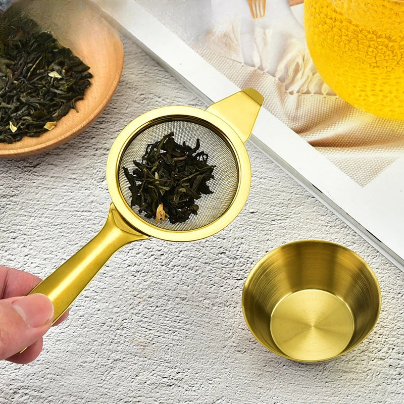 Fine Tea Strainer Filters Kongfu Stainless Steel Mesh Colander Reusable Teapot Infuser with Handle