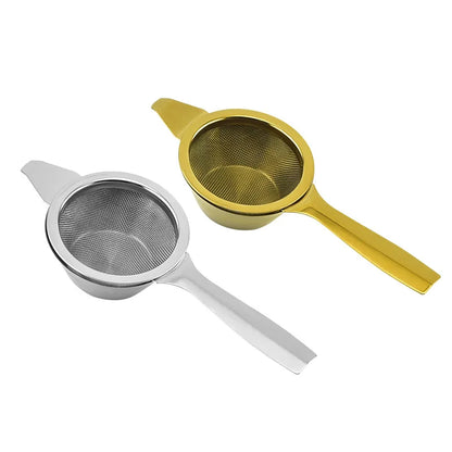 Fine Tea Strainer Filters Kongfu Stainless Steel Mesh Colander Reusable Teapot Infuser with Handle