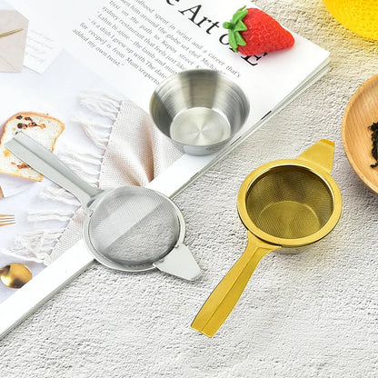 Fine Tea Strainer Filters Kongfu Stainless Steel Mesh Colander Reusable Teapot Infuser with Handle