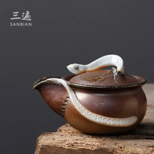 Firewood Aquarius Pot Snake Pot Single Teapot Ceramic Retro Tureen Stoneware Japanese Teapot